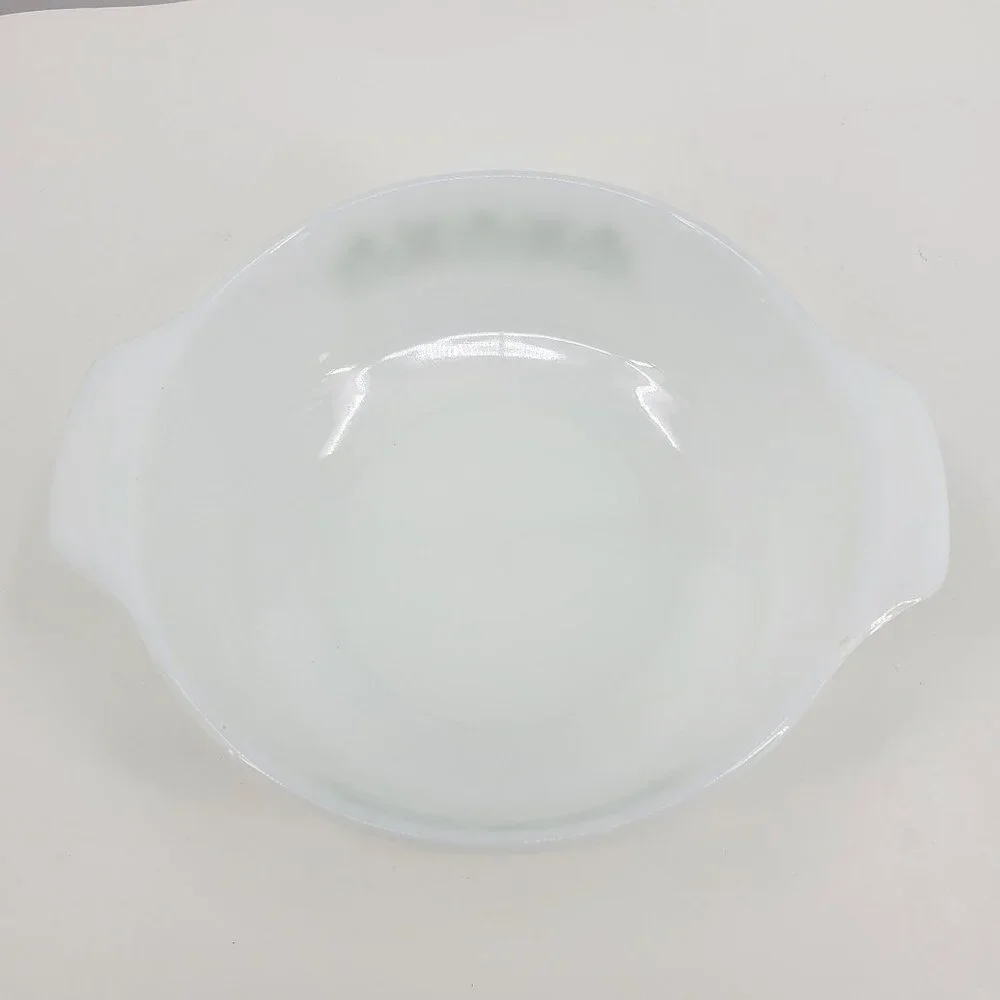 Vintage Anchor Hocking Co Meadow Green‎ Print 2 Circle Casserole Dishes